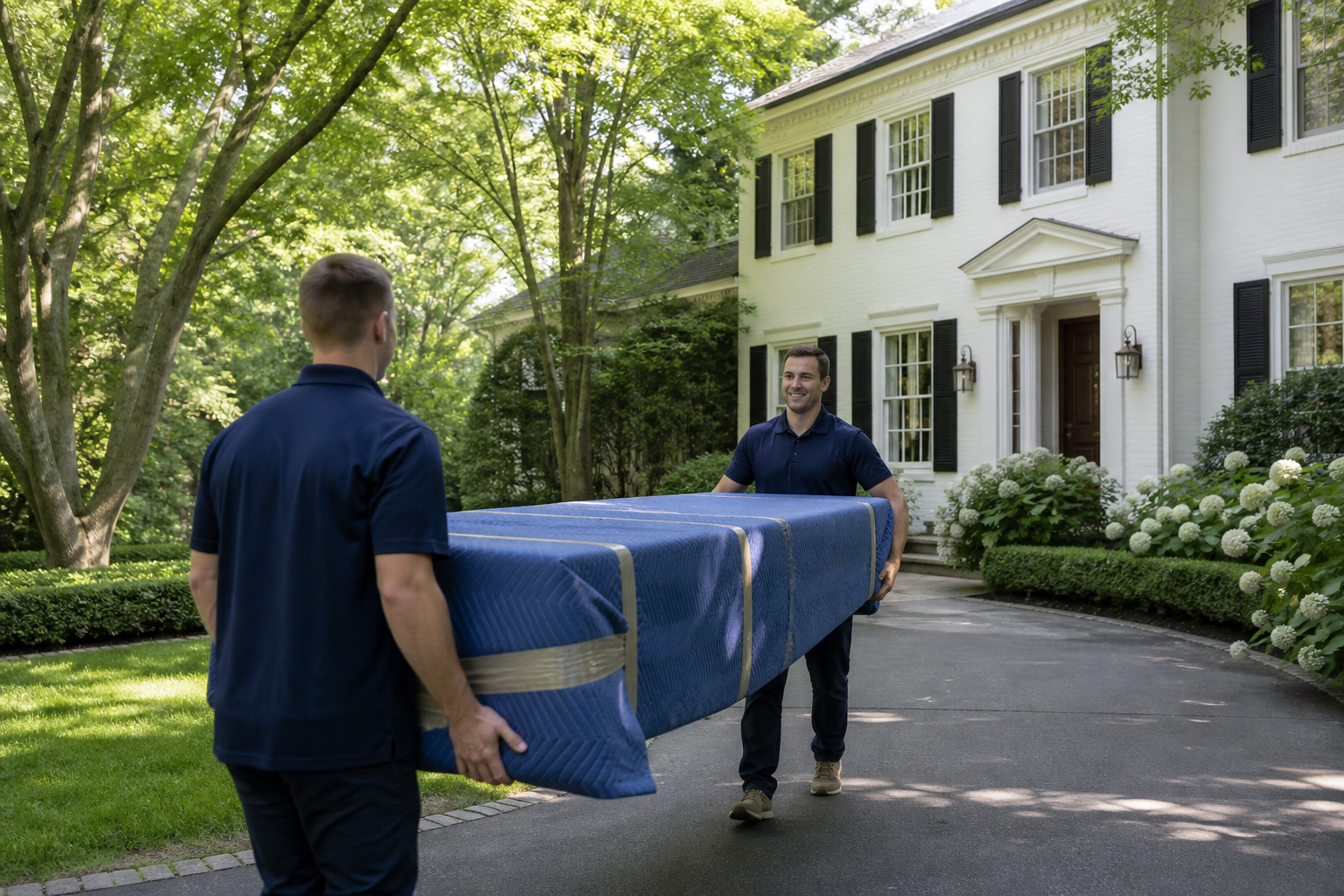 Edina movers carrying furniture at a local home